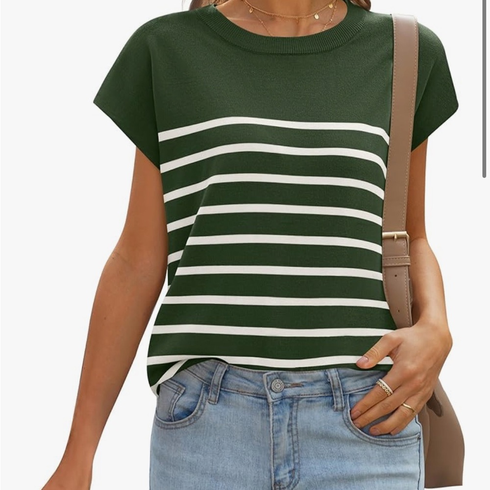 Elegant Forest Green Striped Tee